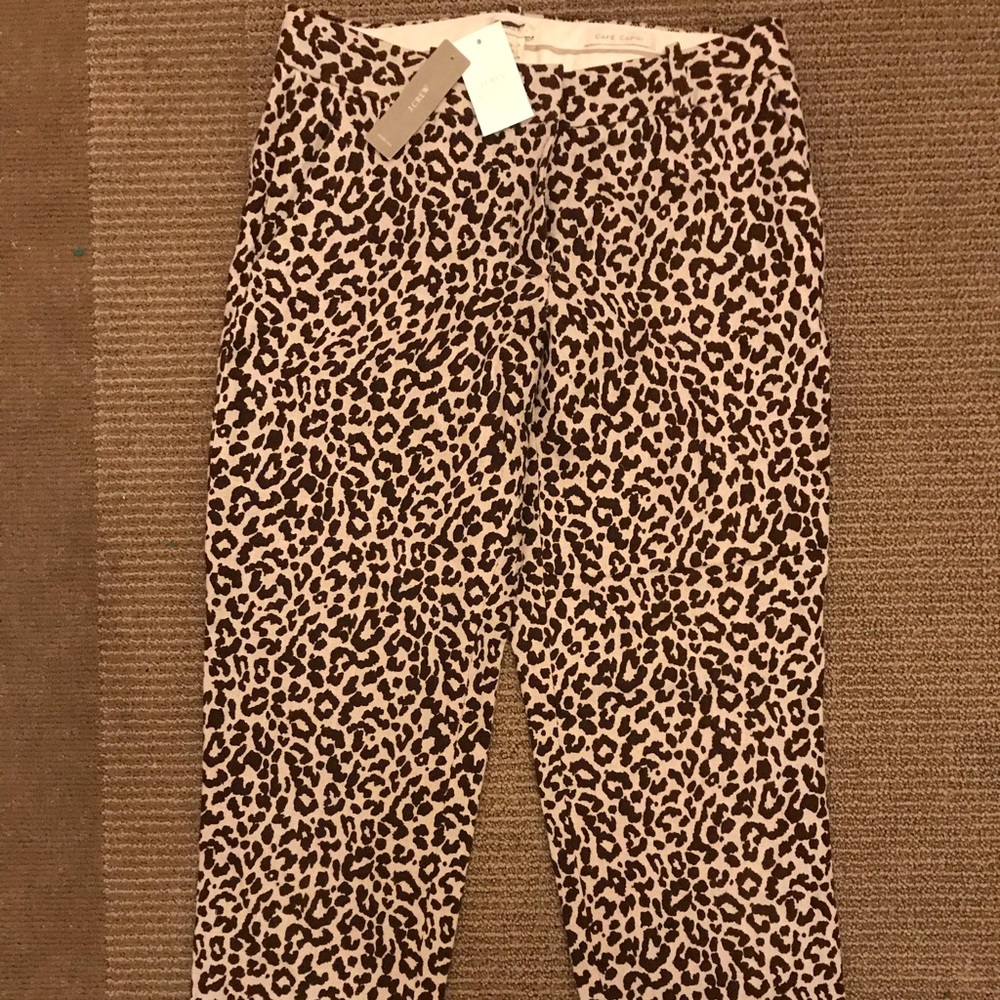 Leopard J. Crew Cafe Capri Pants 00 Petite NWT